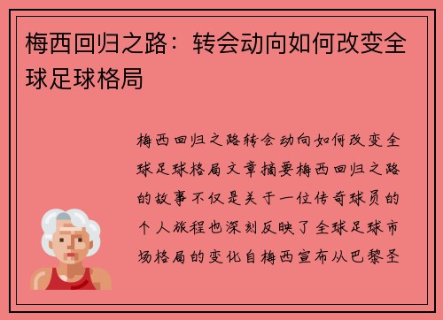 梅西回归之路：转会动向如何改变全球足球格局